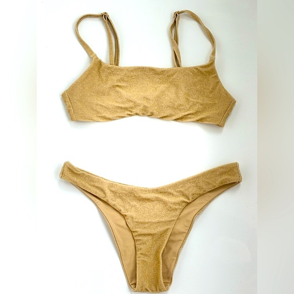 Gold shimmer arie bathing suit set size s - Picture 1 of 1